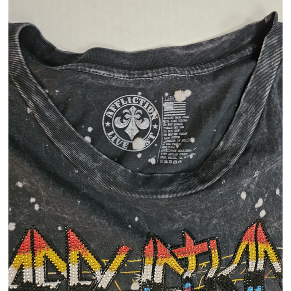 Affliction Rhinestone Shirt Women's Large Distressed Destroyed Live Fast Panther - Picture 5 of 5